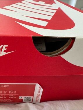 Nike Red and White Shoe Box with Signature Swoosh
